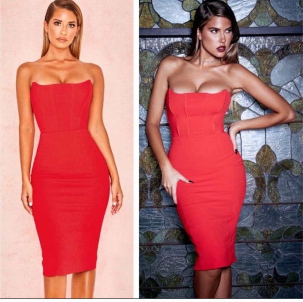 House of CB red corset dress small